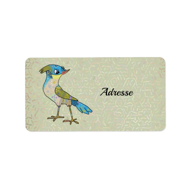 Crazy Vogel Adressaufkleber (Vorne)
