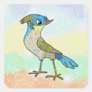 Crazy Vogel   Quadratischer Aufkleber
