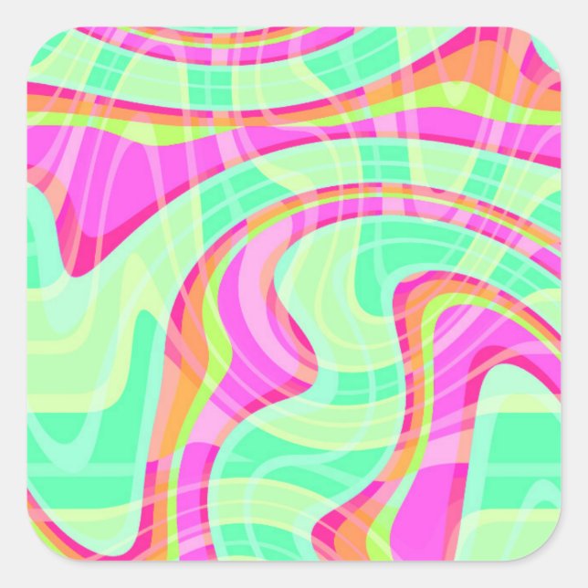Crazy Waves Quadratischer Aufkleber (Vorderseite)