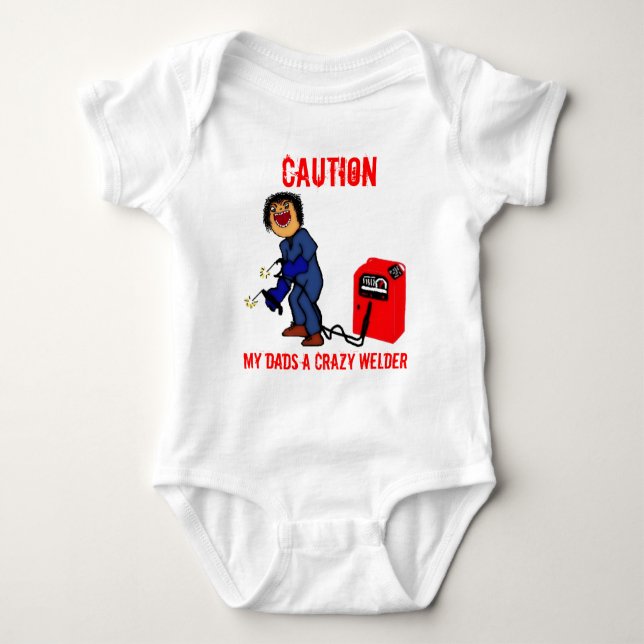 Crazy Welder Vater Cartoon Baby Strampler (Vorderseite)