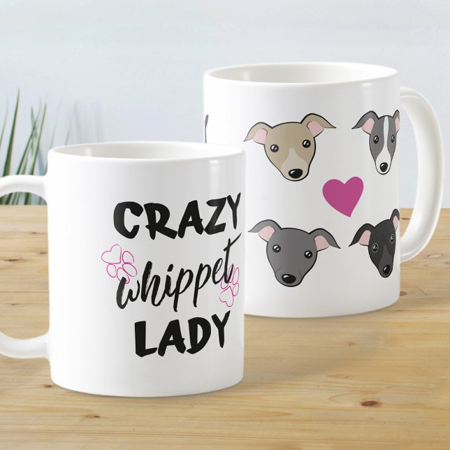 Crazy Whippet lady Dog Liebhaber Funny Text Kaffeetasse (Von Creator hochgeladen)