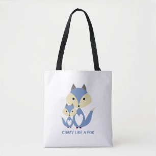 Crazy wie ein Fuchs, Blue Fox Burlap Tasche