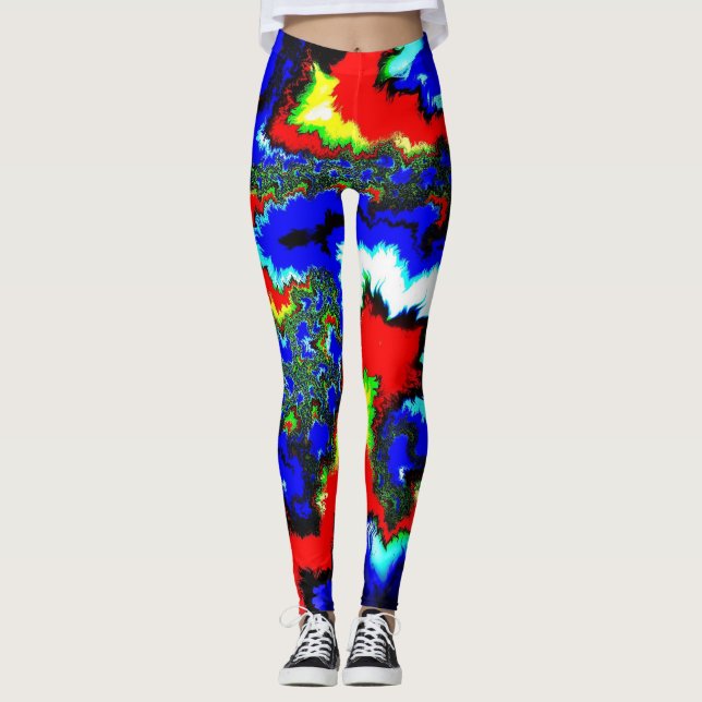 Crazy Wild Abstrakt Mandlebrot Leggings (Vorderseite)