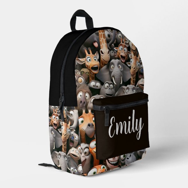 Crazy Wildlife Group Bedruckter Rucksack (Rückseitige Ecke links)
