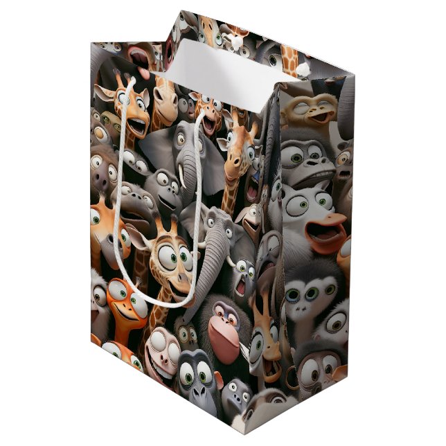 Crazy Wildlife Group Mittlere Geschenktüte (Vorderseite Schrägansicht)