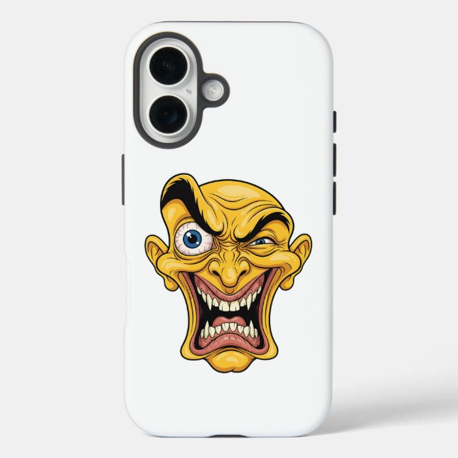 Crazy Yellow Caricature Face iPhone Case (Rückseite)