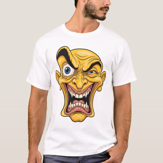 Crazy Yellow Caricature Face T - Shirt (Vorderseite)