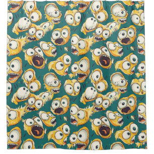 Crazy Yellow Monster Teal Halloween Duschvorhang