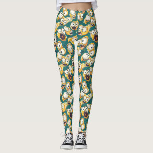 Crazy Yellow Monster Teal Halloween Leggings