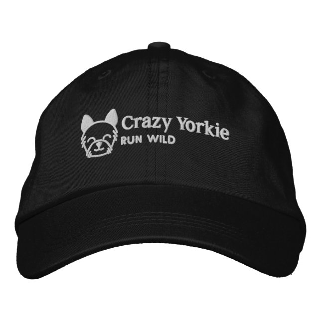 Crazy Yorkie Baseball Style Hat Bestickte Baseballkappe (Vorderseite)