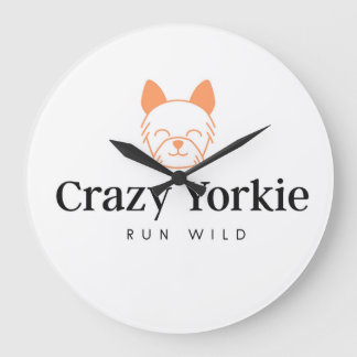 Crazy Yorkie Time Wall Clock Große Wanduhr