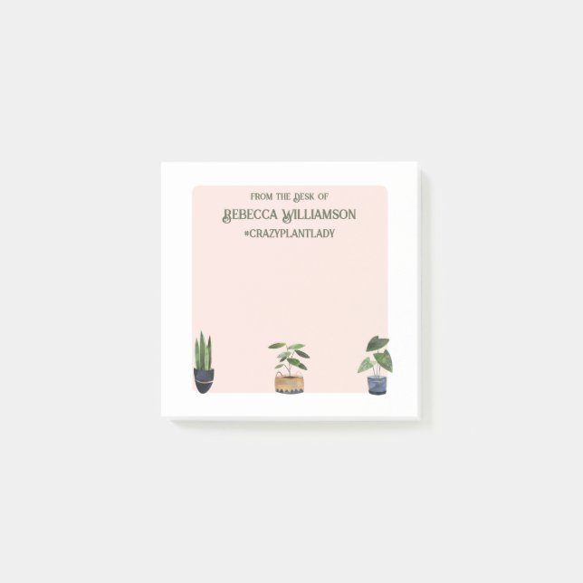 #crazyplantlady Vom Schreibtisch aus Personalisier Post-it Klebezettel (Vorderseite)