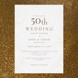 Cream 50. Hochzeitstag Gold Folieneinladung