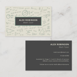 Cream Algebra Math Tutor carte de visite
