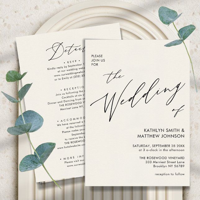 Cream All in one elegante Script Minimalistisch We Einladung (Von Creator hochgeladen)