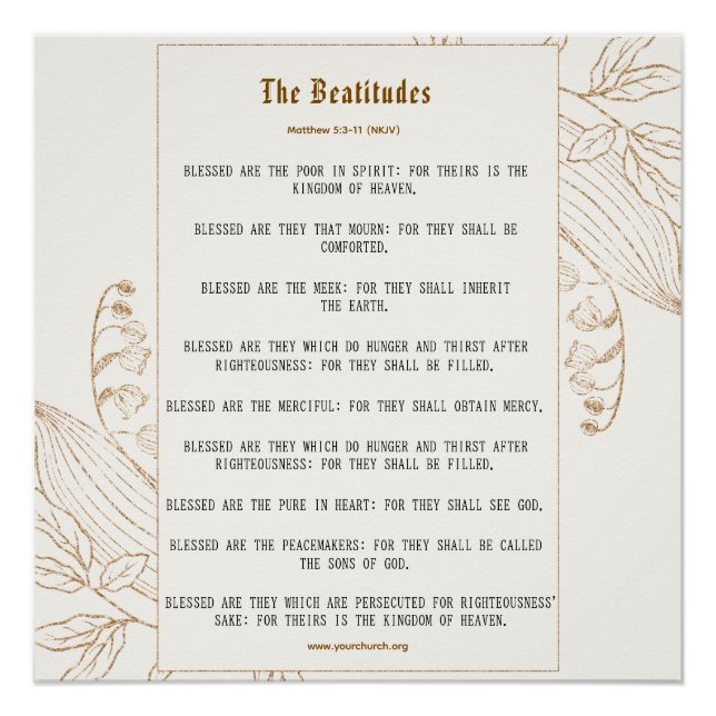 Cream and Bronze Beatitudes Inspiration Poster (Vorderseite)