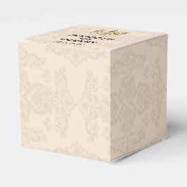 Cream and Gold Damask Wedding Favor Box Geschenkschachtel