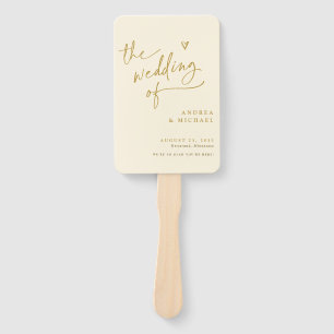 Cream and Gold Fun Wedding Program Fans Fächer