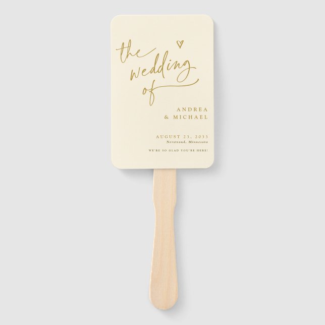 Cream and Gold Fun Wedding Program Fans Fächer (Vorderseite)