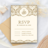Cream and Gold Lace Islamische Hochzeit