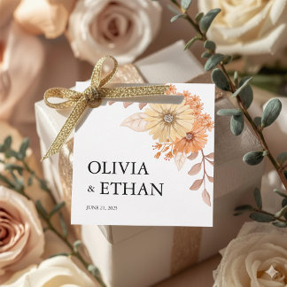 Cream Apricot Floral Wedding Favor Tag Geschenkanhänger