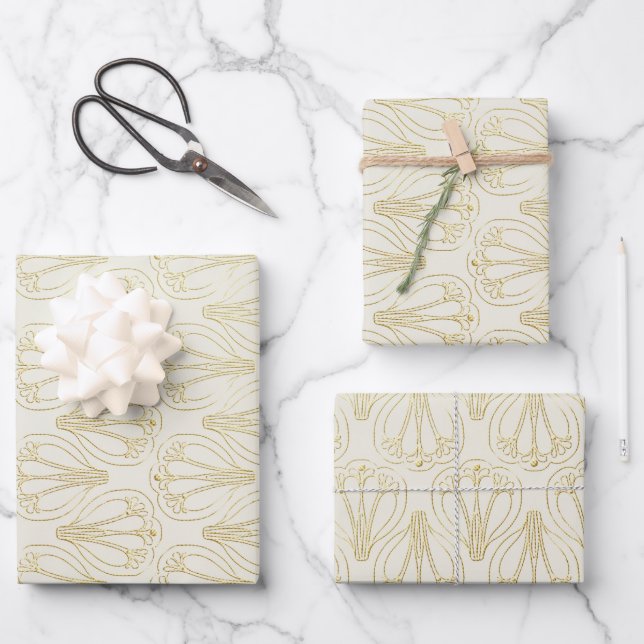 Cream Art Deco Geschenkpapier Set (Vorderseite)