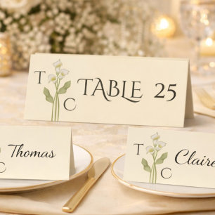 Cream Art Nouveau Lilie Monogramm Hochzeit Tischaufsteller