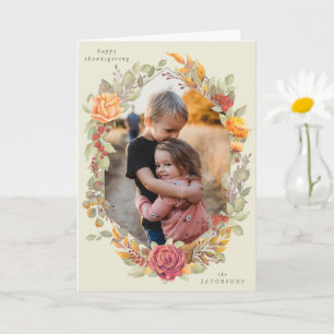 Cream Autumnal Florals Erntedank Foto Karte