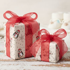 Cream Babys Erste Weihnachts Wintertiere Geschenkpapier