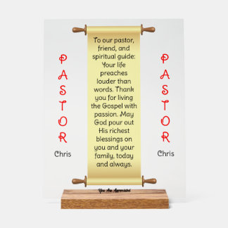 Cream Banner Pastor Bewertung Akryllisches Zeichen Acrylschild