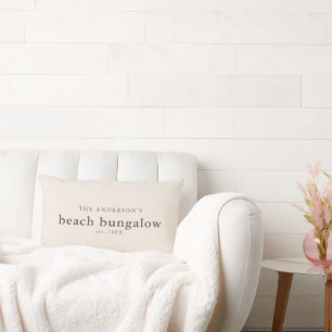 Cream Beach Bungalow Familienname Throw Kissen
