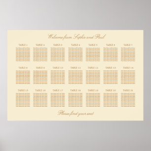 Cream Beige 21 Tisch Hochzeit Sitzordnung Poster