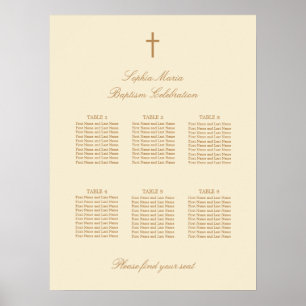 Cream Beige 6 Tisch Tauf Sitzordnung Poster