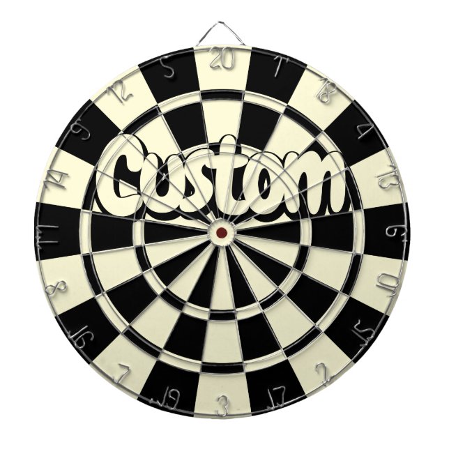 Cream Beige And Black Customizable Text Dartscheibe (vorne)