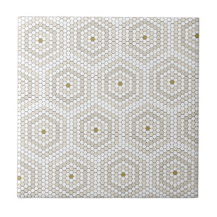 Cream & Beige Hexagon Penny Tile Hex Tile Muster Fliese