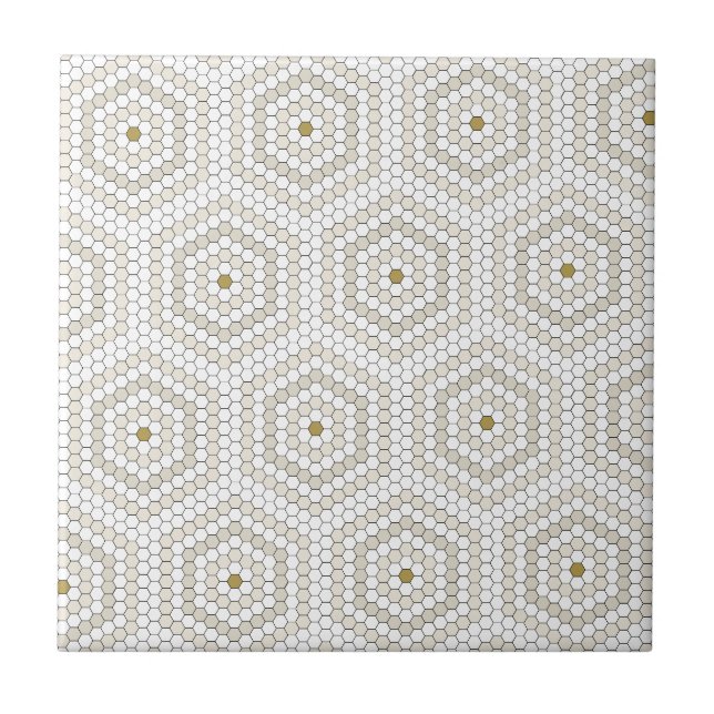 Cream & Beige Hexagon Penny Tile Hex Tile Muster Fliese (Vorderseite)