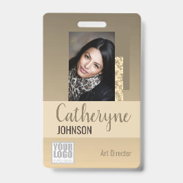 Cream Beige Ombre Logo Barcode ID Foto Vorlage Ausweis