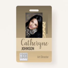 Cream Beige Ombre Logo Barcode ID Foto Vorlage Ausweis
