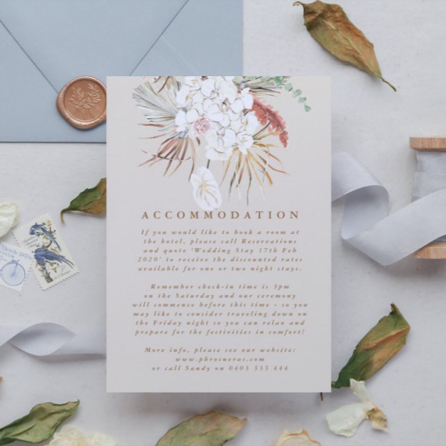 Cream Beige Pampas Grass Floral Jungle Wedding Begleitkarte (Von Creator hochgeladen)