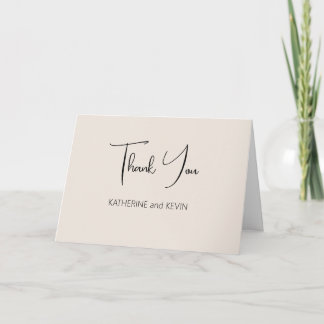 Cream Beige Simple Wedding Dankeschön Karte