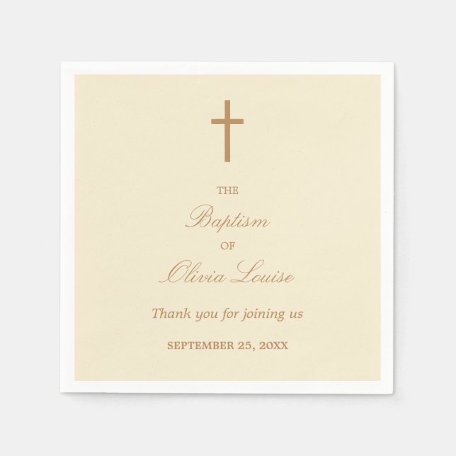 Cream Beige Taufe Party Napkins Serviette (Vorderseite)