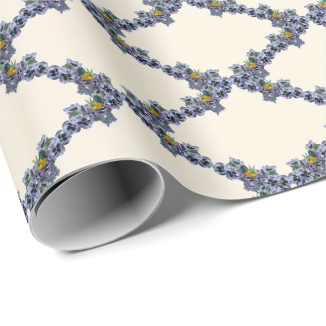Cream bird and flower trellis wrapping paper geschenkpapier (Rolleneckpunkt)