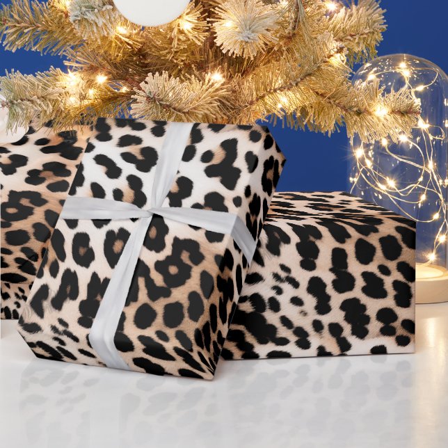 Cream Black Leopard Geschenkpapier (Feiertage)