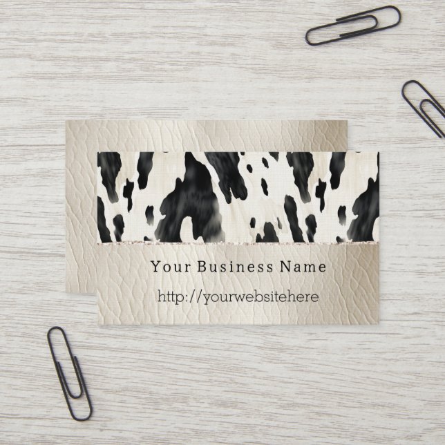 Cream Black Southwest Cow Print Visitenkarte (Vorderseite/Rückseite Beispiel)