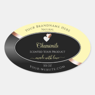 Cream Black Wavy Rose Gold Hearts Étiquettes de pr