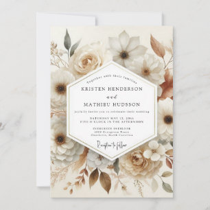 Cream Bloom Romance Hochzeit Einladung