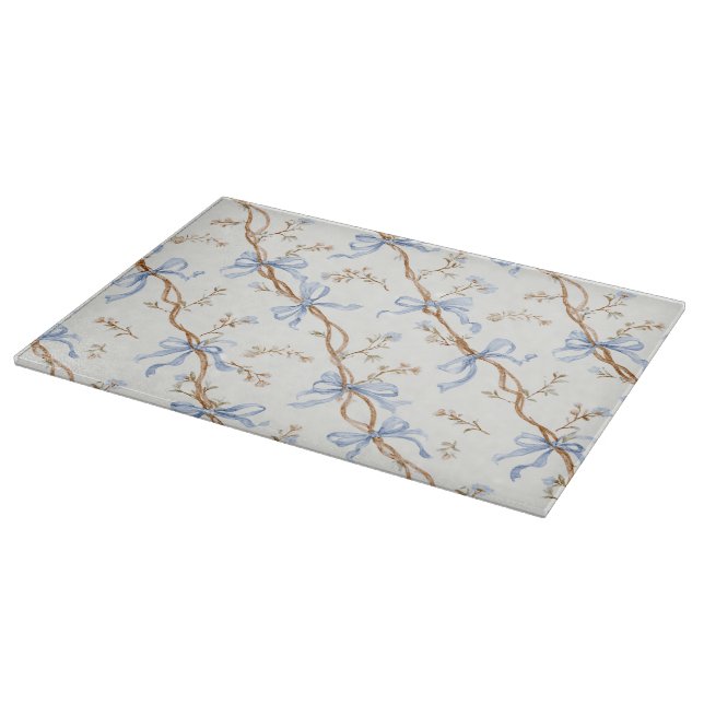 Cream Blue Bows Schneidebrett (Ecke)