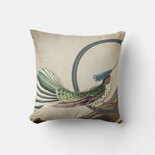 Cream & Blue Hummingbird   Ernst Haeckel Inspirier Kissen