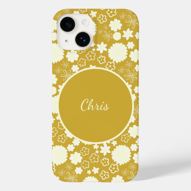 CREAM BLUME FEMININE GOLD FLORAL PATTERNAME Case-Mate iPhone 14 HÜLLE (Rückseite)