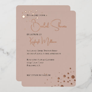 Cream Blush Diamonds Confetti Dots Brautparty Folieneinladung